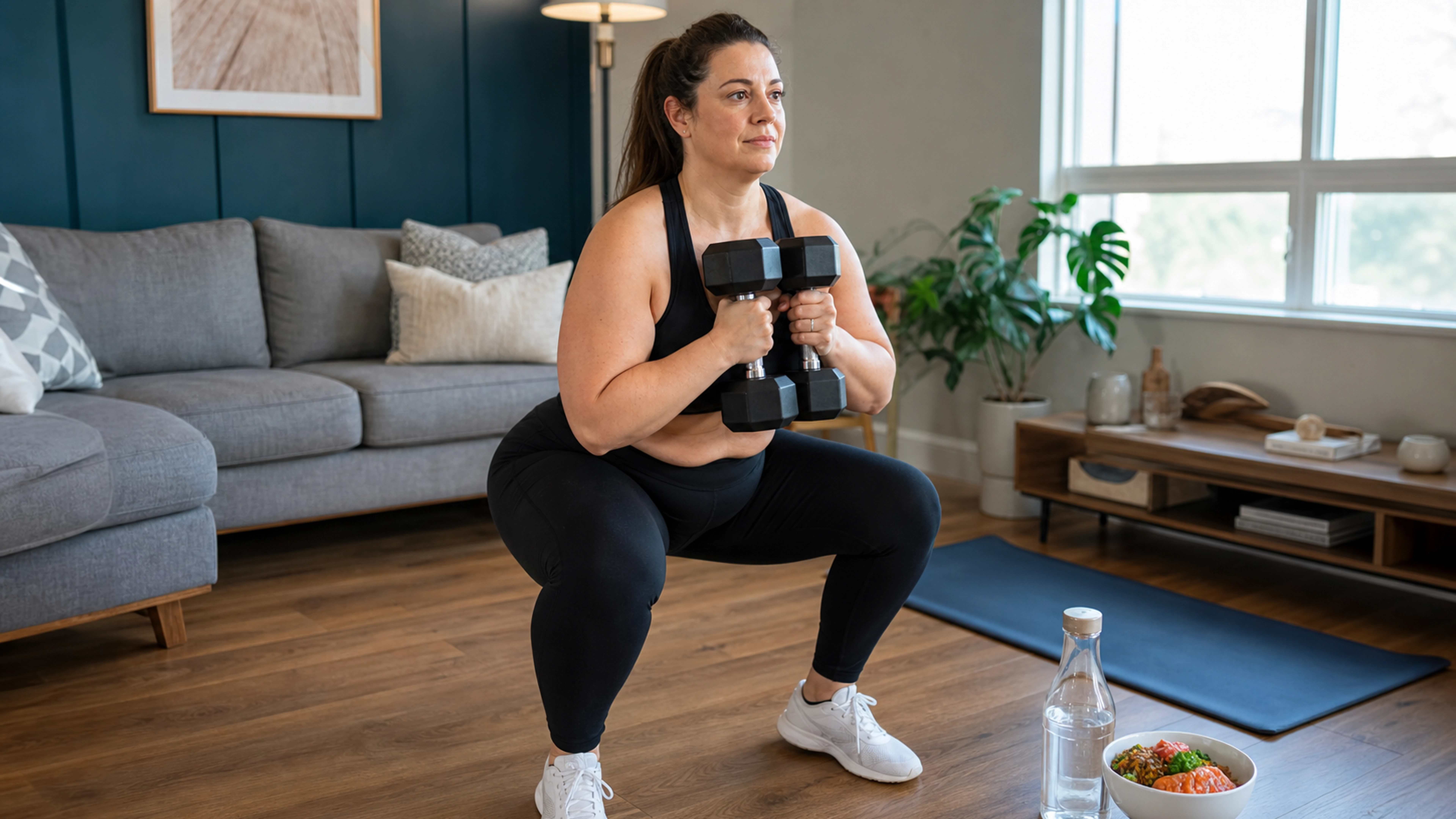Femme pratiquant le renforcement musculaire après une perte de poids