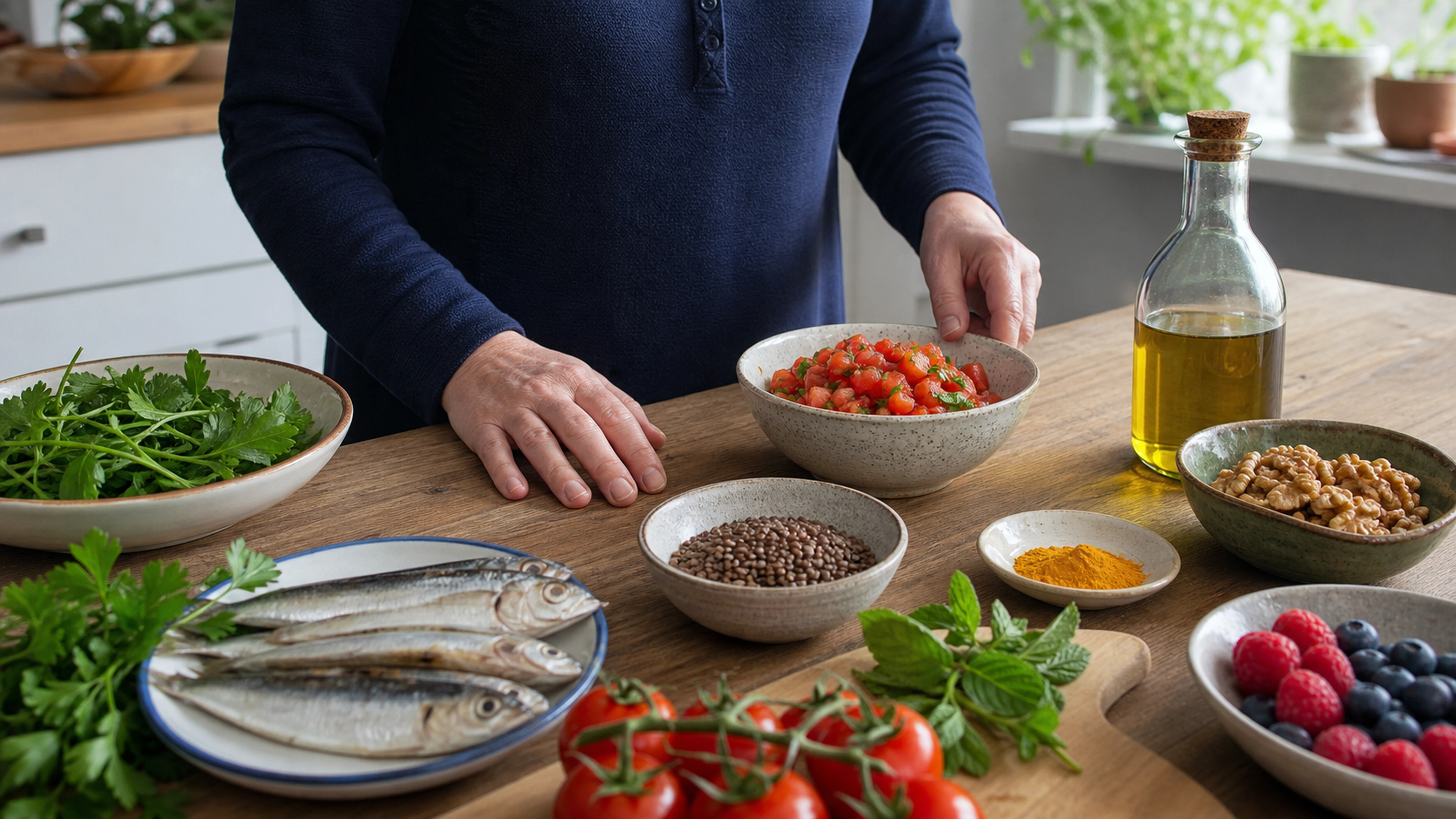 Repas méditerranéen préparé pour soutenir la santé articulaire