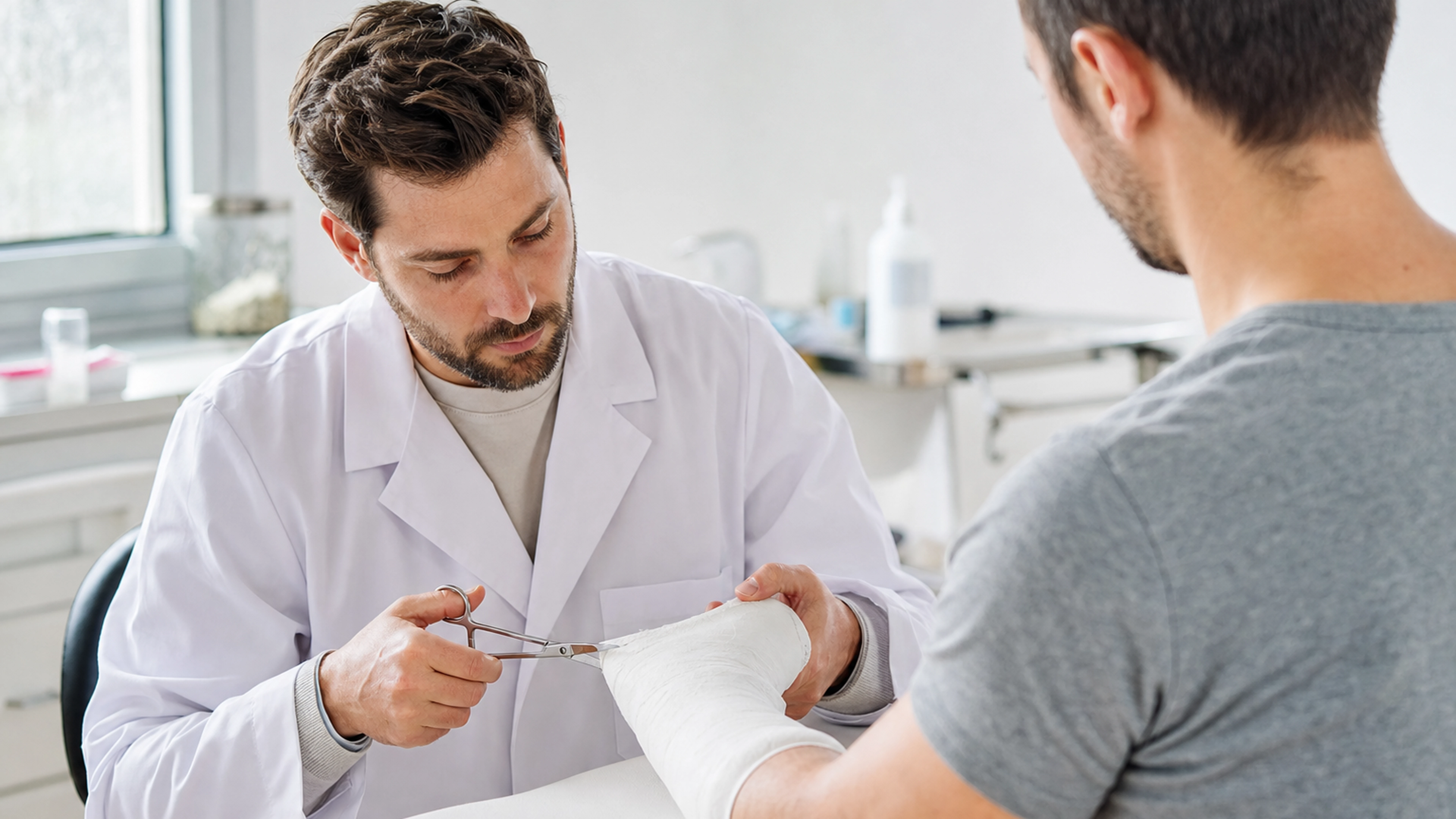 Illustration éditoriale pour l’article « Un médecin généraliste peut-il vraiment enlever un plâtre »