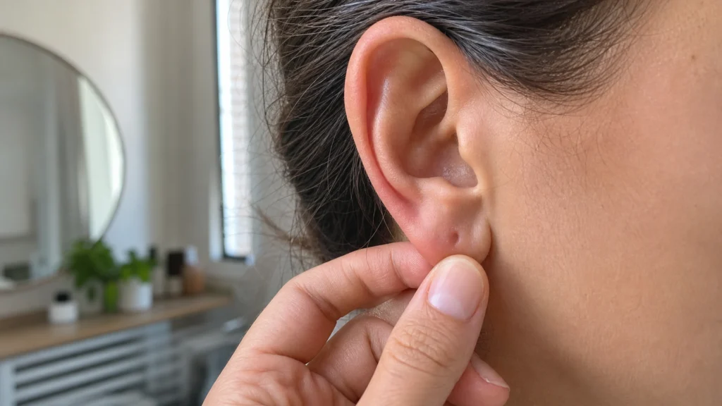 Illustration éditoriale pour l’article « Temps de rebouchage d'un trou d'oreille : délais et astuces »