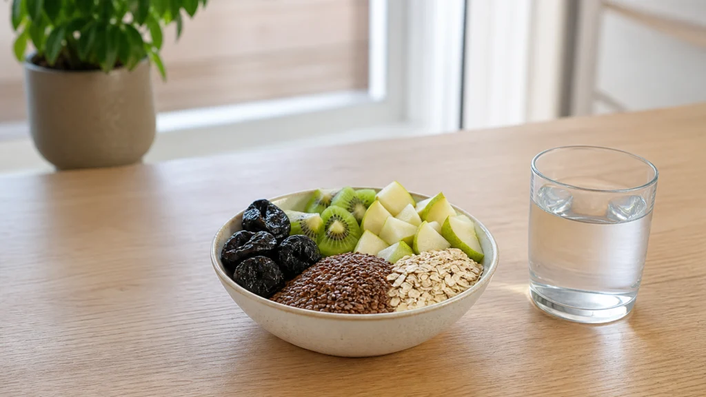Illustration éditoriale pour l’article « Quels aliments laxatifs choisir contre la constipation »