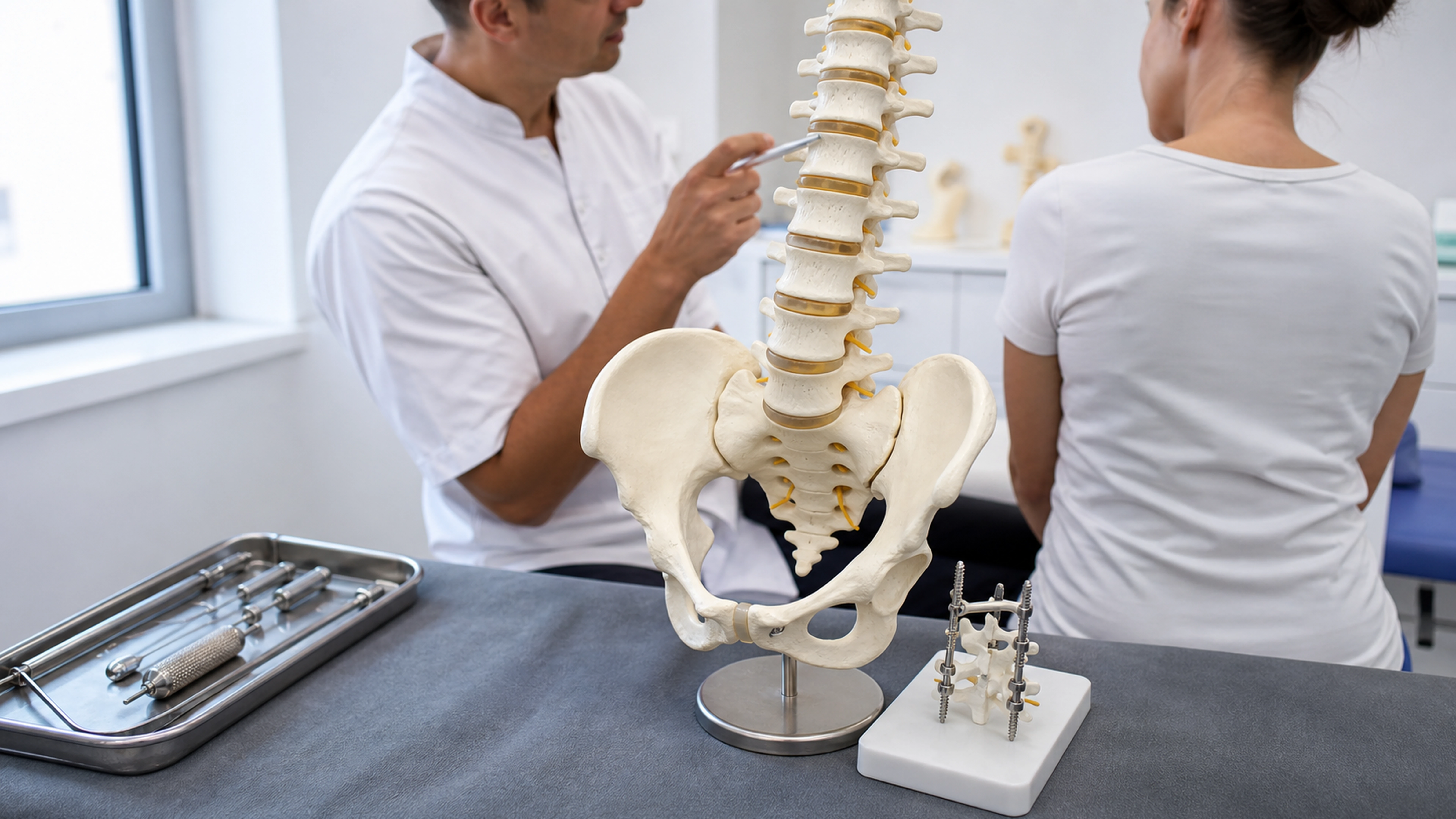 Illustration éditoriale pour l’article « Opération de la lombarthrose : tout savoir sur l'arthrodèse »